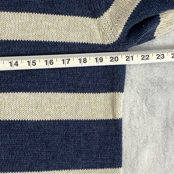 Chaps Mock Neck Sweater Sz Large Cotton Blue Stripe - Picture 7 of 9